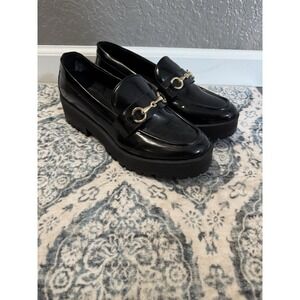 Express Platform Loafers Size 10 Black Silver Buckle Nwt 88